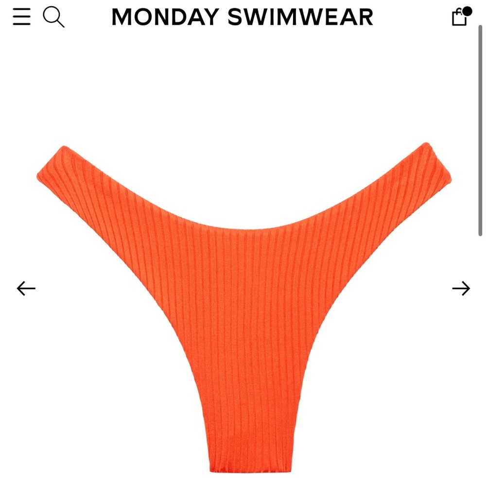 Monday Swimwear - Bryon Ribbed Bikini Bottom Orange
